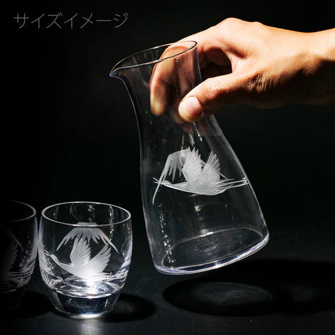 太武朗工房 - 富士山與鶴 - 冷酒器組 透明 ♪︎
