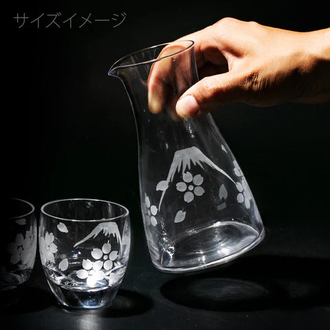 太武朗工房 - 富士山與櫻花 - 冷酒器組 透明 ♪︎
