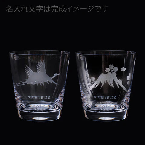 太武朗工房 - 富士山與鶴・櫻花 - 酒杯組 透明 ♪︎