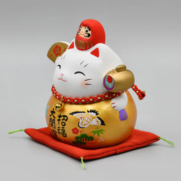 中外陶園– 藥師窯 - 彩耀必勝達摩招財貓 - 金福 (大/存錢筒) ♪