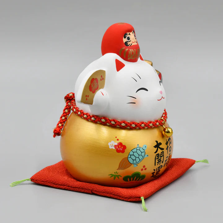 中外陶園– 藥師窯 - 彩耀必勝達摩招財貓 - 金福 (大/存錢筒) ♪