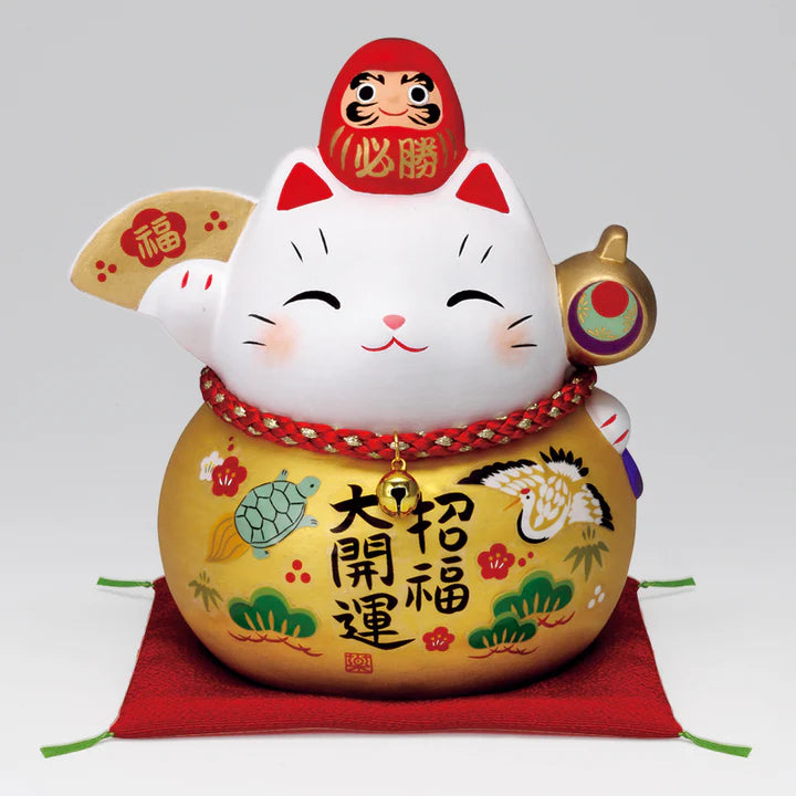 中外陶園– 藥師窯 - 彩耀必勝達摩招財貓 - 金福 (大/存錢筒) ♪