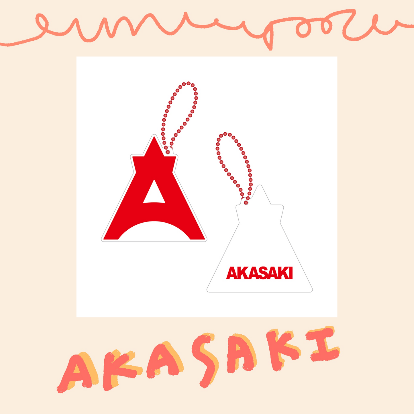🟥 AKASAKI - 「KONNICHIWA」 - LED鑰匙圈 ♪︎