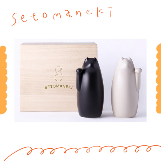 SETOMANEKI - 招財貓 - 左右手桐箱禮盒- 黑灰 ♪︎