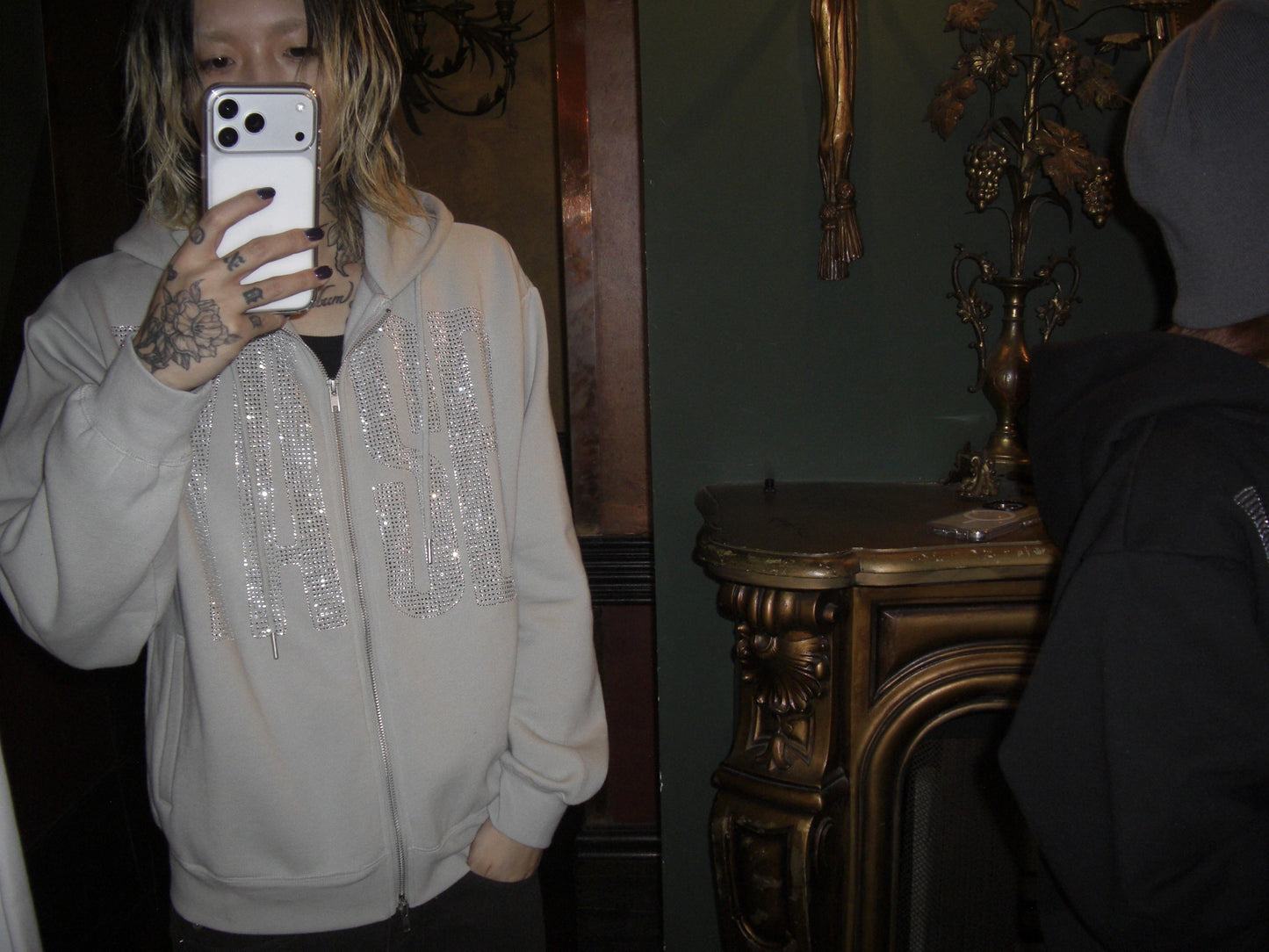 ⭐ YOASOBI - YASB Rhinestone - Logo Zip Hoodie ♪︎ - 【中期預購-12月上旬】