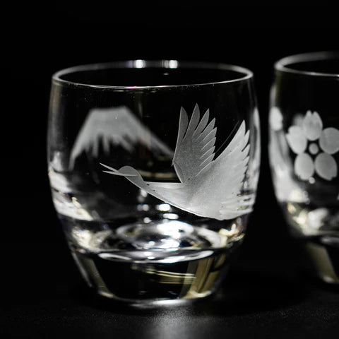 太武朗工房 - 富士山與鶴 - 冷酒杯 透明 ♪︎
