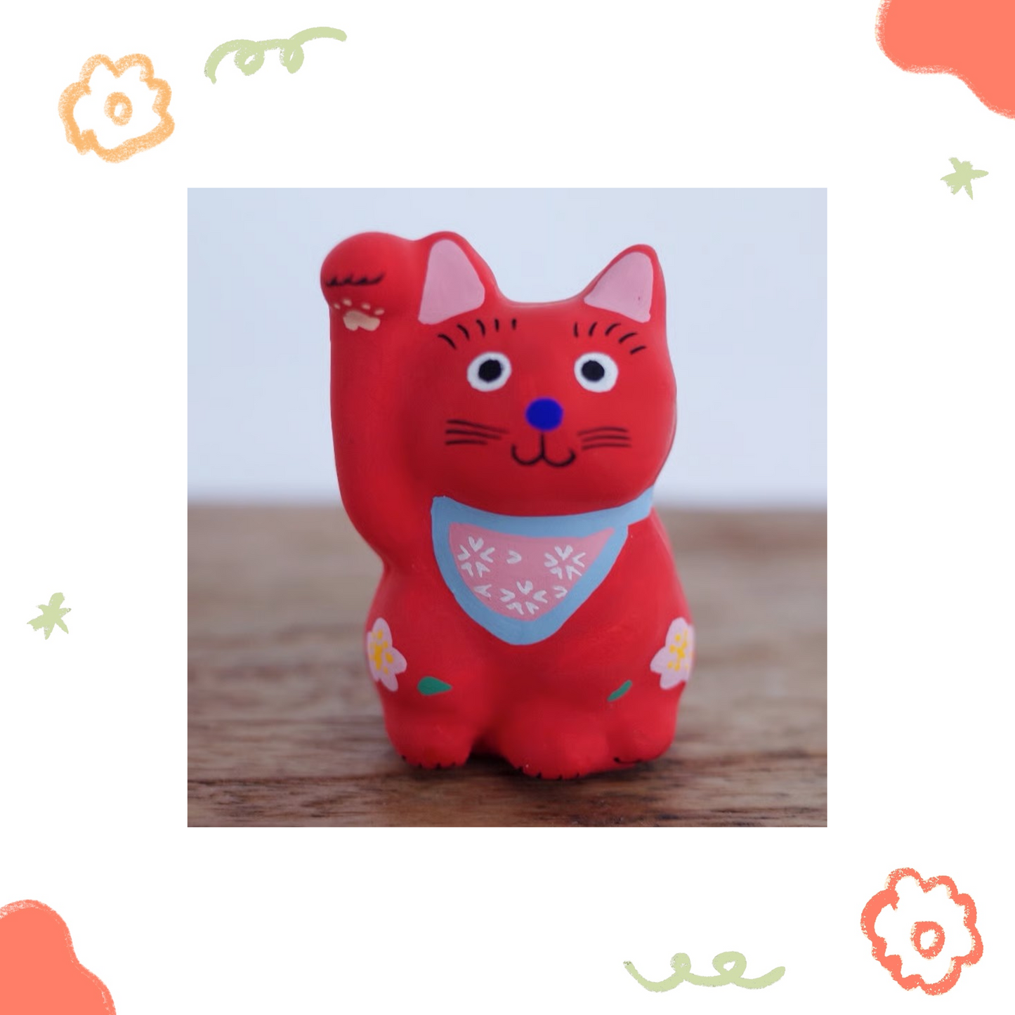 鎌倉張子 - 招財貓 - 幼貓 紅 (右手) ♪︎