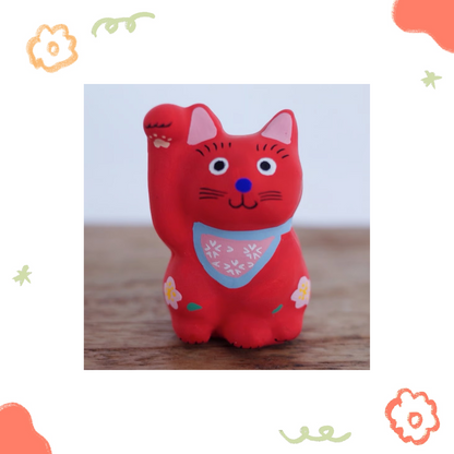 鎌倉張子 - 招財貓 - 幼貓 紅 (右手) ♪︎