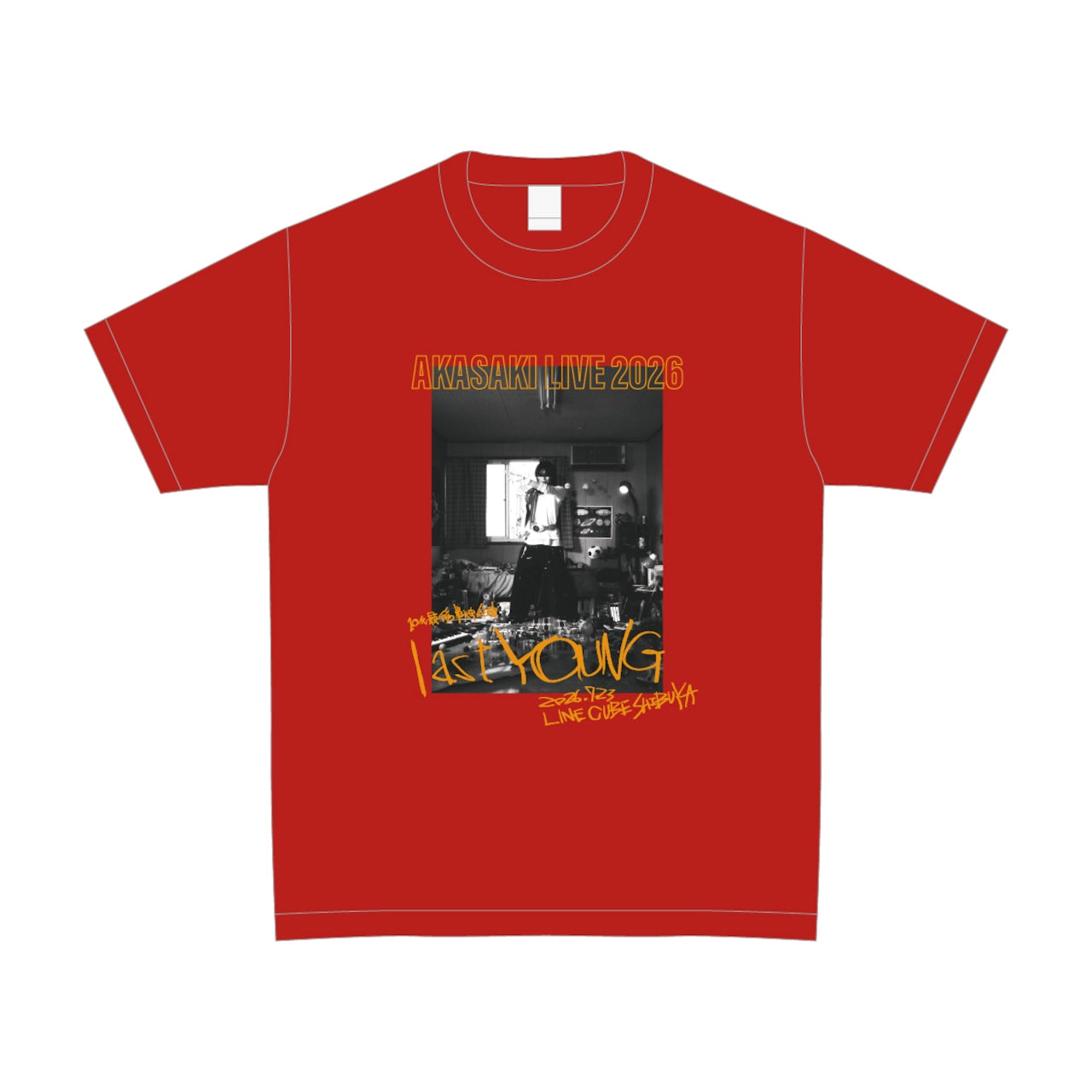 🟥 AKASAKI - 「last YOUNG」 - T-Shirt (紅) ♪︎