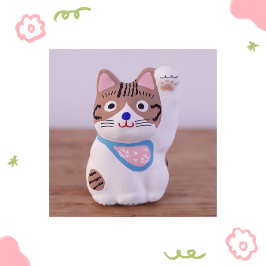 鎌倉張子 - 招財貓 - 幼貓 白虎班 (左手) ♪︎