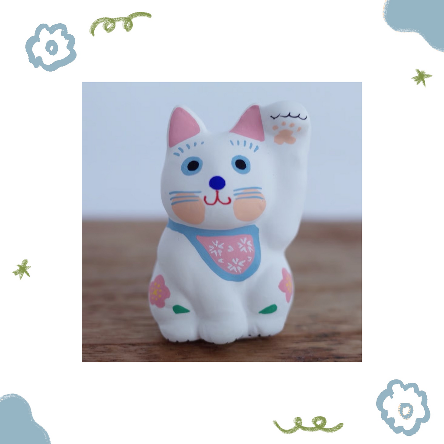 鎌倉張子 - 招財貓 - 幼貓 白 (左手) ♪︎