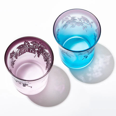 太武朗工房 - 雕刻 夢柄子 「葡萄・鐵線蓮」 - 酒杯組 (粉紫・藍紫款) ♪︎