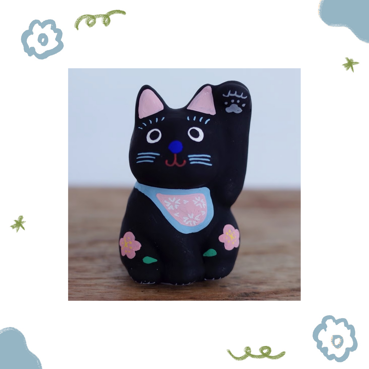 鎌倉張子 - 招財貓 - 幼貓 黑 (左手) ♪︎