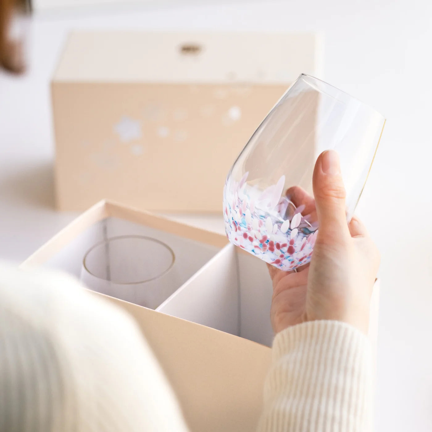 津輕玻璃 - SAKURA SAKURA - 無腳酒杯 組油菜與藍天 ♪︎