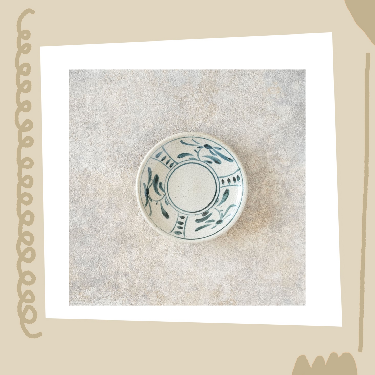 喜多窯霞仙 - 繪瀨戶 - 陶胎染付4寸盤 ♪︎