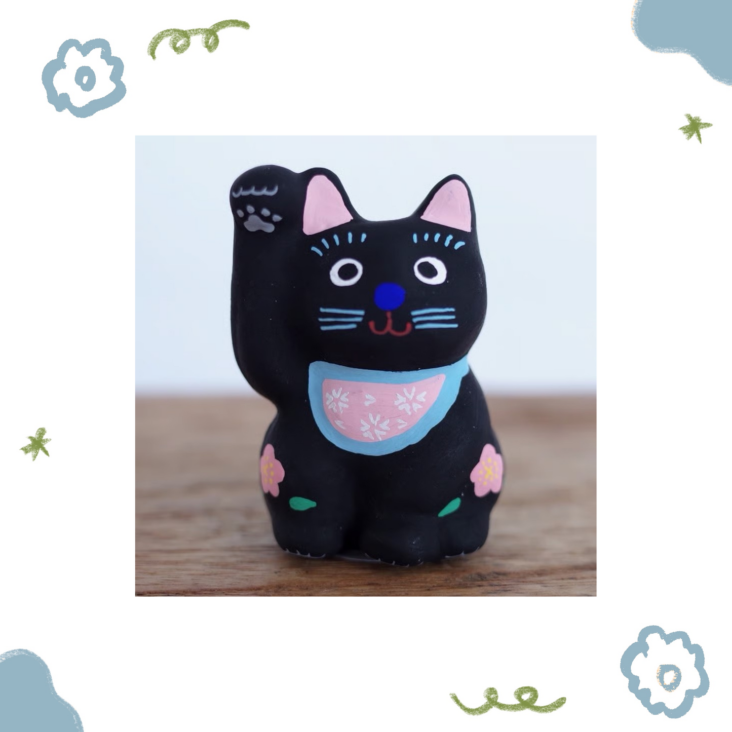鎌倉張子 - 招財貓 - 幼貓 黑 (右手) ♪︎