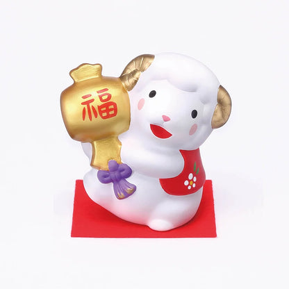 中外陶園– 藥師窯 - 干支擺飾 - 錦彩招福未(持槌) ♪︎