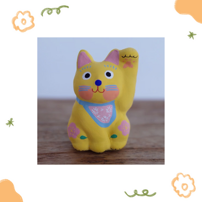 鎌倉張子 - 招財貓 - 幼貓 黃 (左手) ♪︎