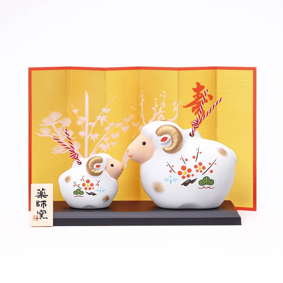 中外陶園– 藥師窯 - 干支擺飾 - 錦彩招福壽壽未(土鈴･親子) ♪︎