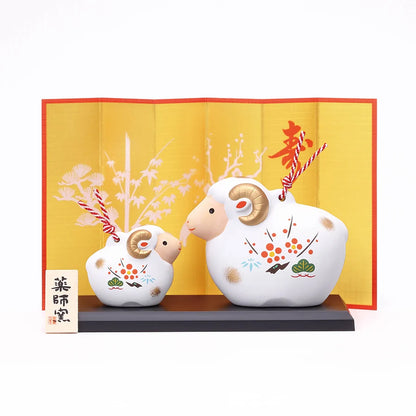 中外陶園– 藥師窯 - 干支擺飾 - 錦彩招福壽壽未(土鈴･親子) ♪︎