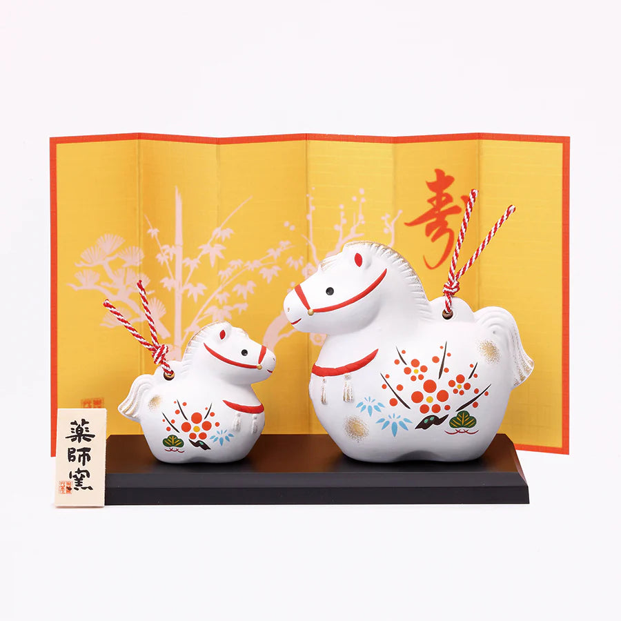 中外陶園– 藥師窯 - 干支擺飾 - 錦彩招福壽午 (土鈴·親子) ♪