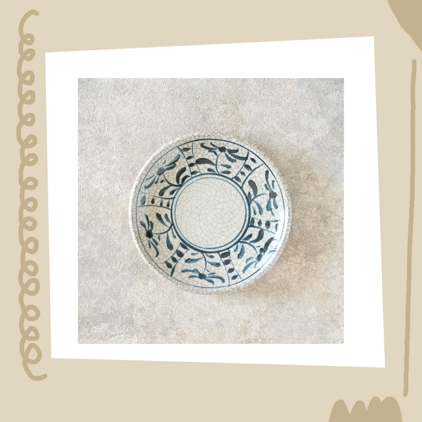 喜多窯霞仙 - 繪瀨戶 - 陶胎染付6寸盤 ♪︎