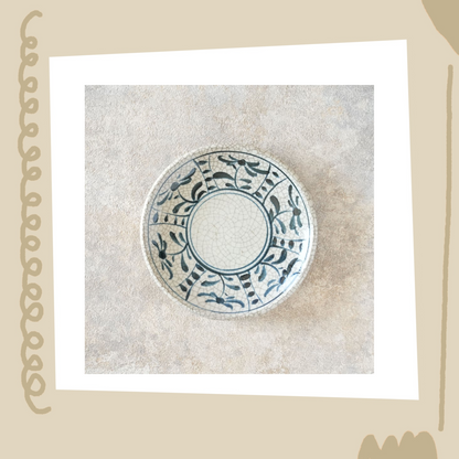 喜多窯霞仙 - 繪瀨戶 - 陶胎染付6寸盤 ♪︎