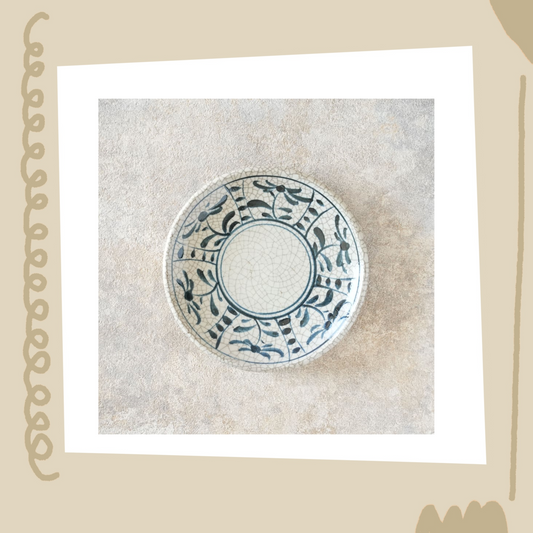 喜多窯霞仙 - 繪瀨戶 - 陶胎染付6寸盤 ♪︎