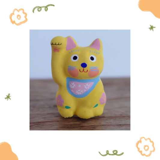 鎌倉張子 - 招財貓 - 幼貓 黃 (右手) ♪︎