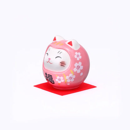 中外陶園– 藥師窯 - 彩繪開運貓達摩存錢筒 - 櫻桃福 ♪