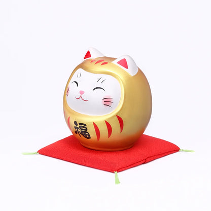 中外陶園– 藥師窯 - 彩繪開運貓達摩存錢筒 - 金福 ♪
