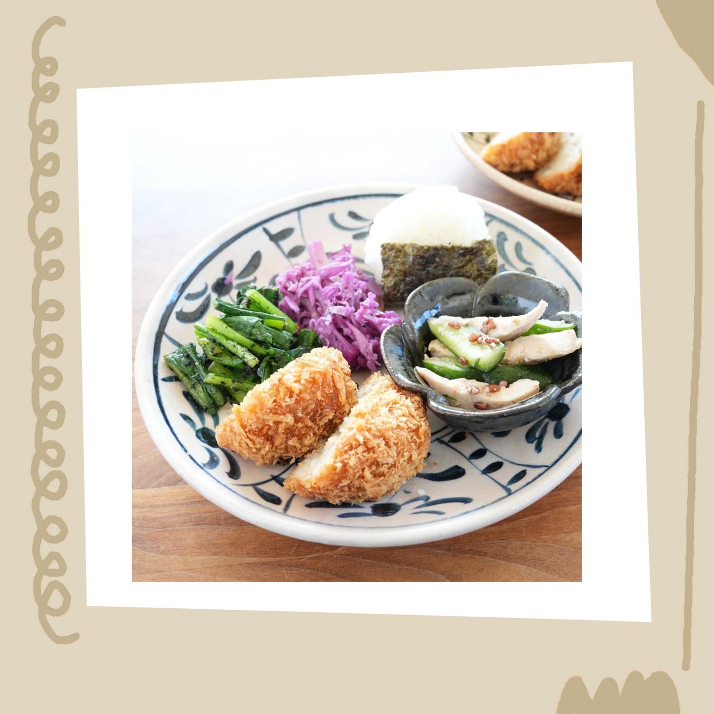 喜多窯霞仙 - 繪瀨戶 - 陶胎染付7寸盤 ♪︎