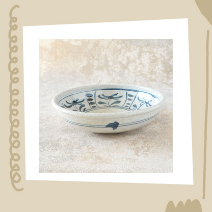 喜多窯霞仙 - 繪瀨戶 - 陶胎染付玉緣鉢7寸 ♪︎