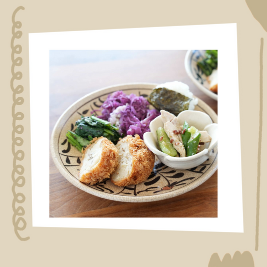 喜多窯霞仙 - 繪瀨戶 - 赤繪7寸盤 ♪︎