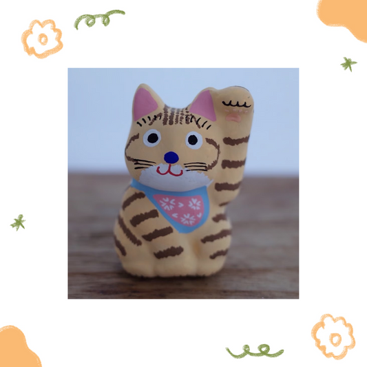 鎌倉張子 - 招財貓 - 幼貓 虎斑 (左手) ♪︎