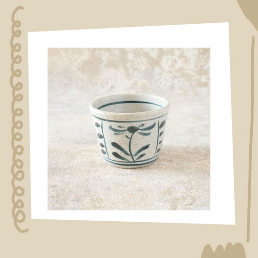 喜多窯霞仙 - 繪瀨戶 - 陶胎染付豬口杯 ♪︎