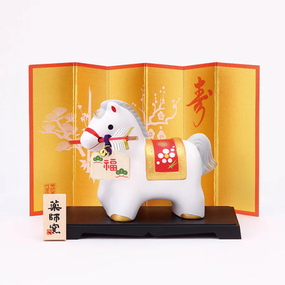 中外陶園– 藥師窯 - 干支擺飾 - 錦彩招福午 (附破魔矢) ♪