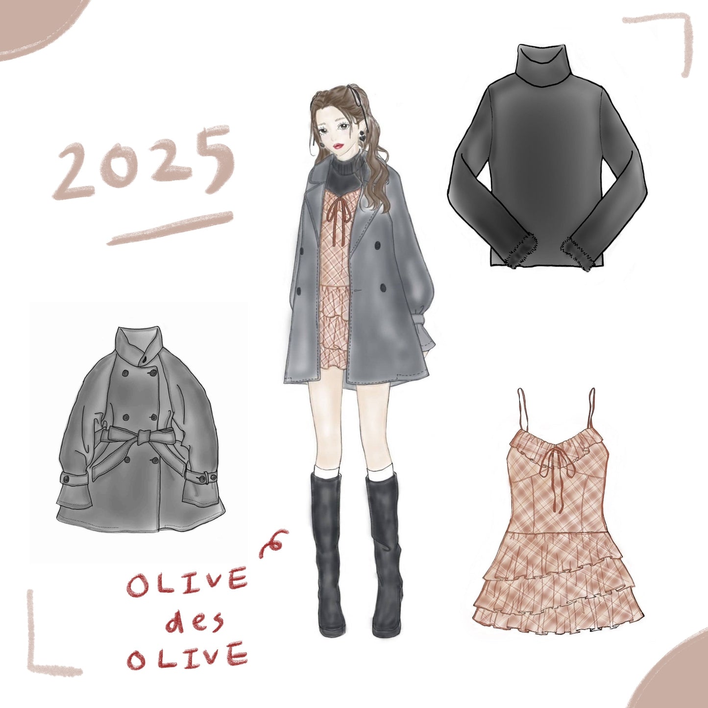 【2025福袋】 - OLIVE des OLIVE リボンホワイトコーデ 3件組 ♪︎ - 【長期預購–2025年2月上旬】