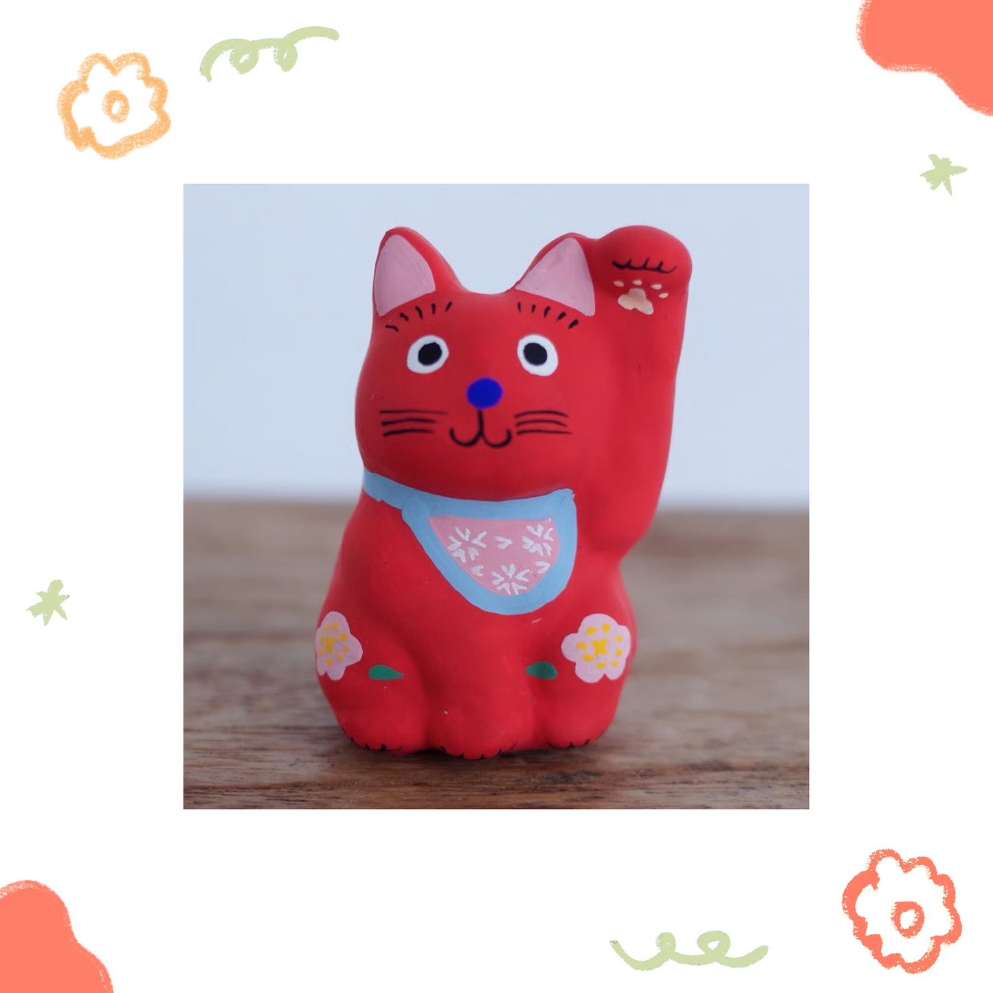 鎌倉張子 - 招財貓 - 幼貓 紅 (左手) ♪︎
