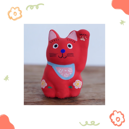 鎌倉張子 - 招財貓 - 幼貓 紅 (左手) ♪︎