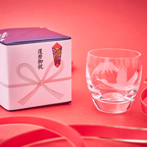 太武朗工房 - 富士山與鶴 - 冷酒杯 透明 ♪︎
