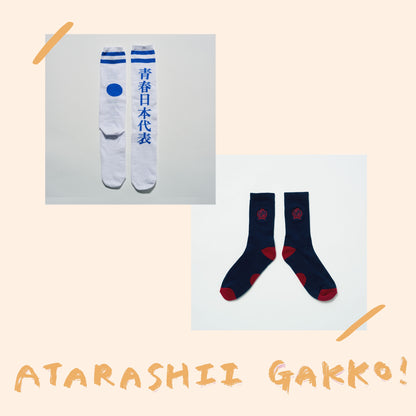 🏫 ATARASHII GAKKO! - 青春日本代表/ワンポイント校章長襪 ♪︎