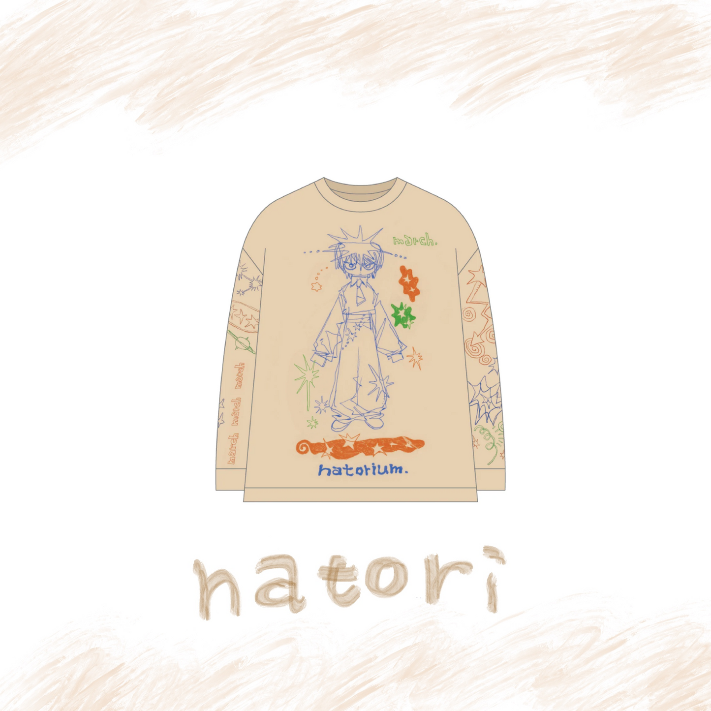 🎧 natori - ONE-MAN LIVE TOUR「行進」 - "March" long T-shirt Ivory ♪︎