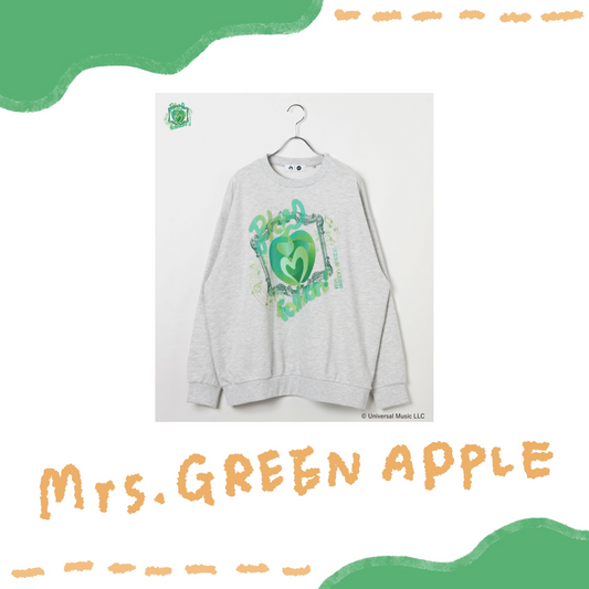 🍏 Mrs. GREEN APPLE - Mrs. GREEN APPLE × and ST - Oversized Sweatshirt  / Gray ♪︎ - 【中期預購-202604】