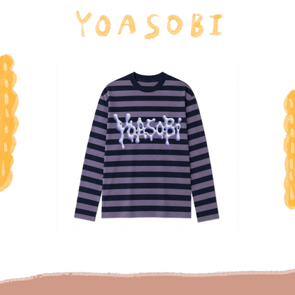 ⭐ YOASOBI - 超惑星 - 條紋長袖T Navy×Purple ♪︎ - 【長期預購-11月下旬】