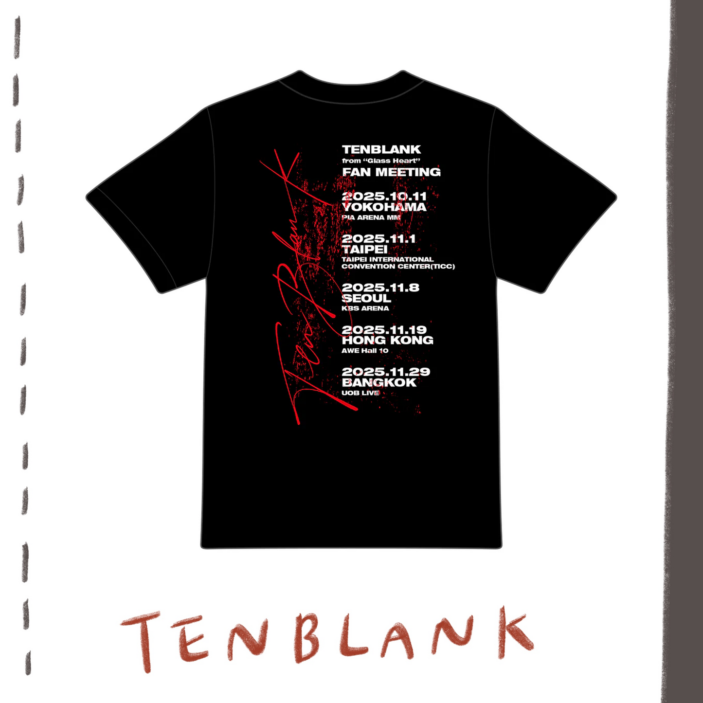 ⬜ TENBLANK - TOUR T-SHIRT (Black) ♪︎ - 【中期預購-10月中旬】