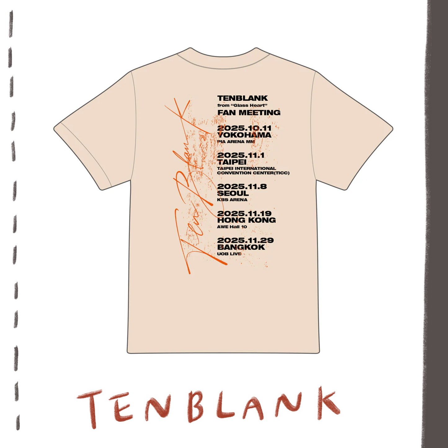 ⬜ TENBLANK - TOUR T-SHIRT (Natural) ♪︎ - 【中期預購-10月中旬】