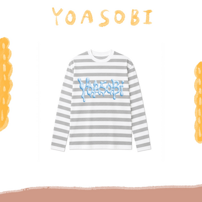 ⭐ YOASOBI - 超惑星 - 條紋長袖T White×Gray ♪︎ - 【長期預購-11月下旬】