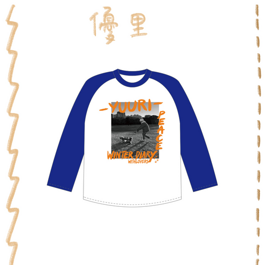 🌪️ 優里 - Yuuri with Lovers Raglan T-shirt (WHITE×BLUE) ♪︎
