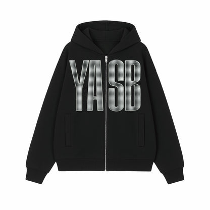 ⭐ YOASOBI - YASB Rhinestone - Logo Zip Hoodie ♪︎ - 【中期預購-12月上旬】